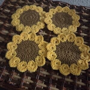 Sunflower Crochet Coasters